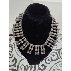 Vtg Statement Necklace | Twisted Ribbed Fringe Bib MCM Retro Jewelry